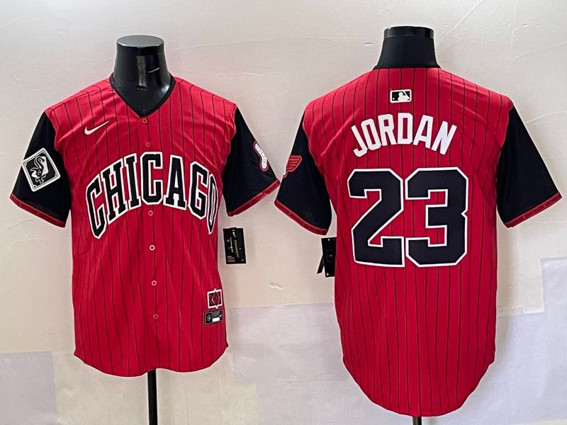 Men Chicago White Sox #23 Jordan Red Stripe Joint Name Nike 2025 MLB Jersey style 42